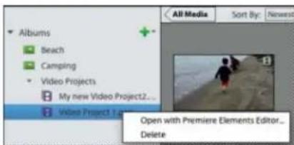 ADOBE Elements Organizer 12 - Viewing video projects - 1