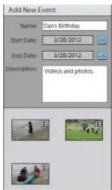 ADOBE Elements Organizer 12 - Adding Events in Events view - 1