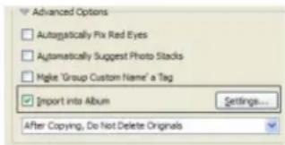 ADOBE Elements Organizer 12 - Designate an album during photo download - 1