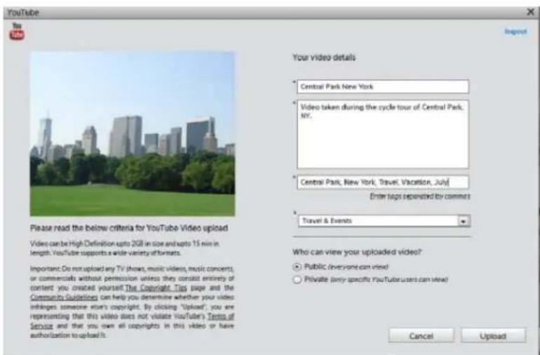 ADOBE Elements Organizer 12 - Upload videos to YouTube - 1