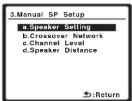 PIONEER VSX-818V - Select 'Manual SP Setup' then press ENTER. - 2