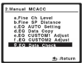 PIONEER VSX-818V - Select 'EQ Data Check' from the Manual MCACC setup menu. - 1