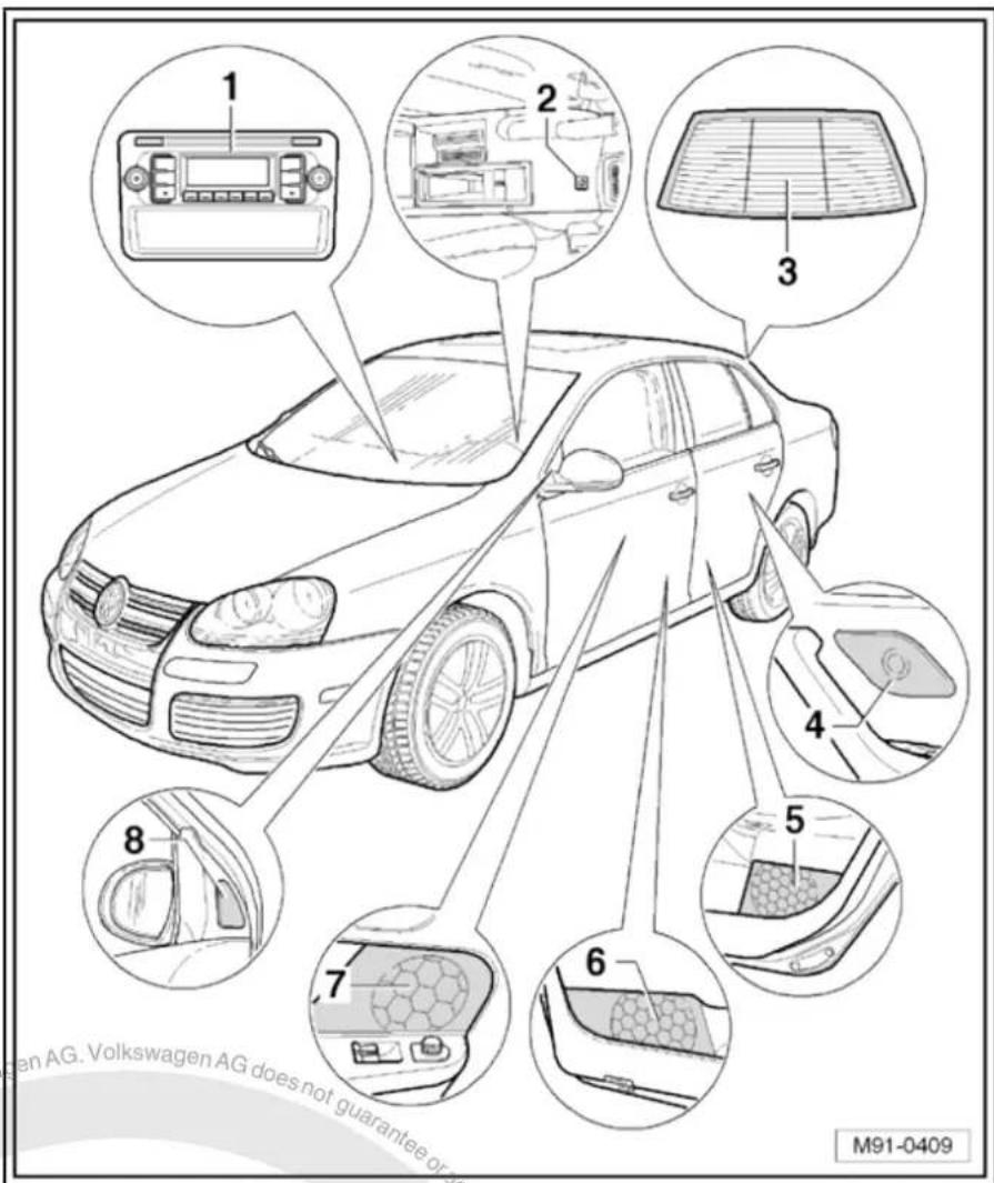 VOLKSWAGEN Golf Variant (2010) - - Front left treble loudspeaker -R20- / front right treble loudspeaker -R22- - 1
