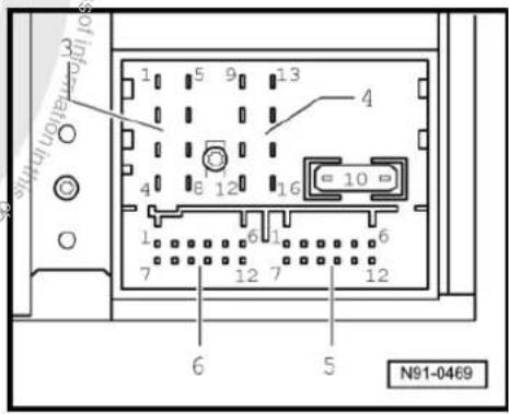 VOLKSWAGEN Golf Variant (2010) - Multi-pin connector 6, 12-pin, CD changer -R41- / satellite radio -R146- - 2