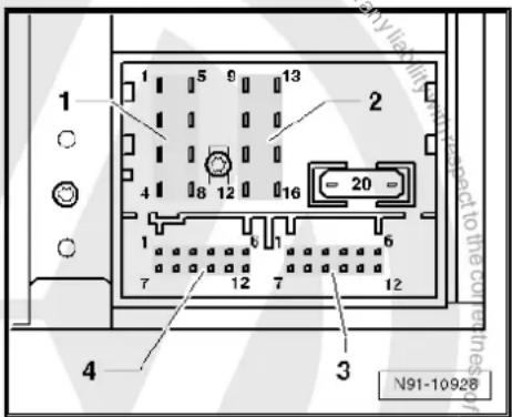 VOLKSWAGEN Golf Variant (2010) - Multi-pin connector 4, 12-pin, CD changer -R41- - 1
