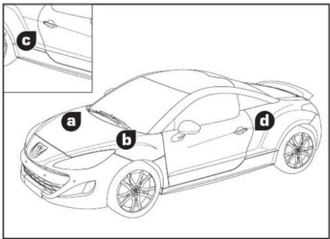 PEUGEOT RCZ (2011) - Numéro de série sur la traverse inférieure de pare-brise. - 1