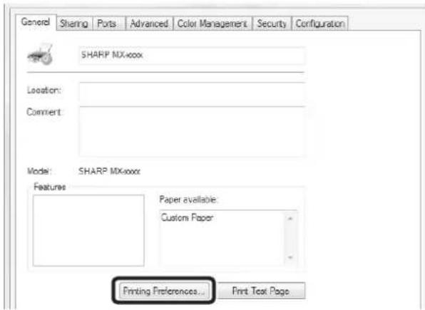 SHARP MX-C300W - Click the [Printing Preferences] button on the [General] tab. - 1