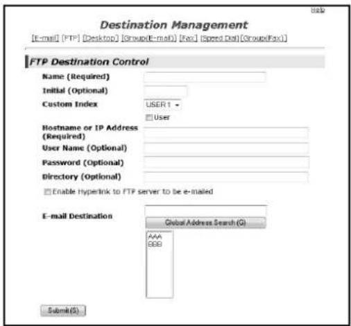 SHARP MX-C300W - Storing destinations for Scan to FTP - 1