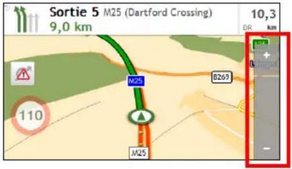 NAVMAN F350 - Comment faire un zoom avant ou arrière sur la carte ? - 2
