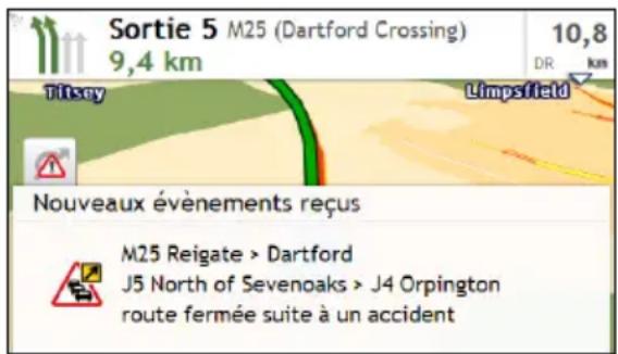 NAVMAN F350 - Comment vais-je savoir qu'un Évènement de trafic se produit ? - 1