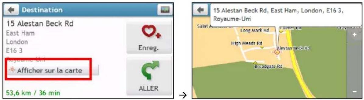 NAVMAN F350 - Comment prévisualiser la destination sur la carte ? - 1