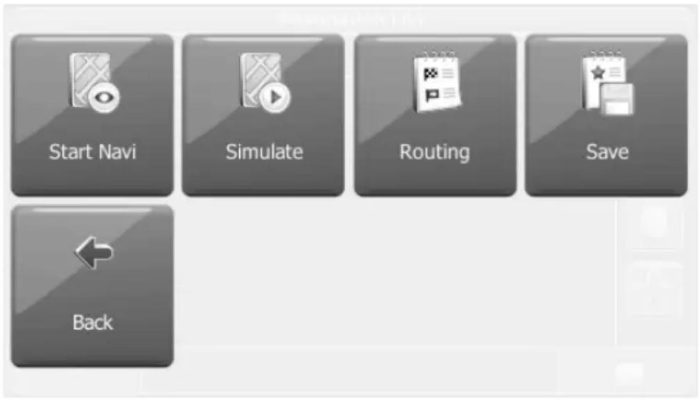 Start Navi Simulate Routing Save Back
