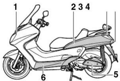 YAMAHA Majesty400 (2008) - Verkleidungsteile und Abdeckungen abnehmen und montieren - 1