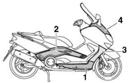 YAMAHA XP500 (2004) - Verkleidungsteile und Abdeckungen abnehmen und montieren - 1