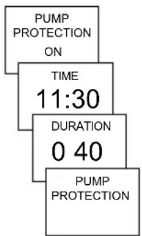 PUMP PROTECTION ON TIME 11:30 DURATION 0 40 PUMP PROTECTION