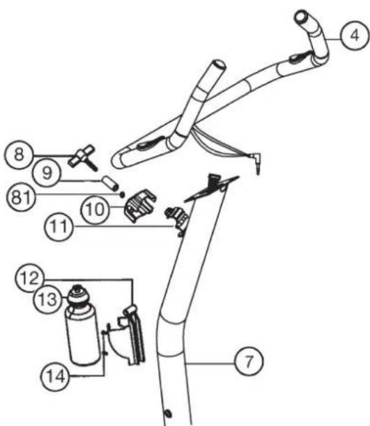 Christopeit EM 3 - Attach the handlebar (4) and bottle (13) at handlebar support (7). - 1