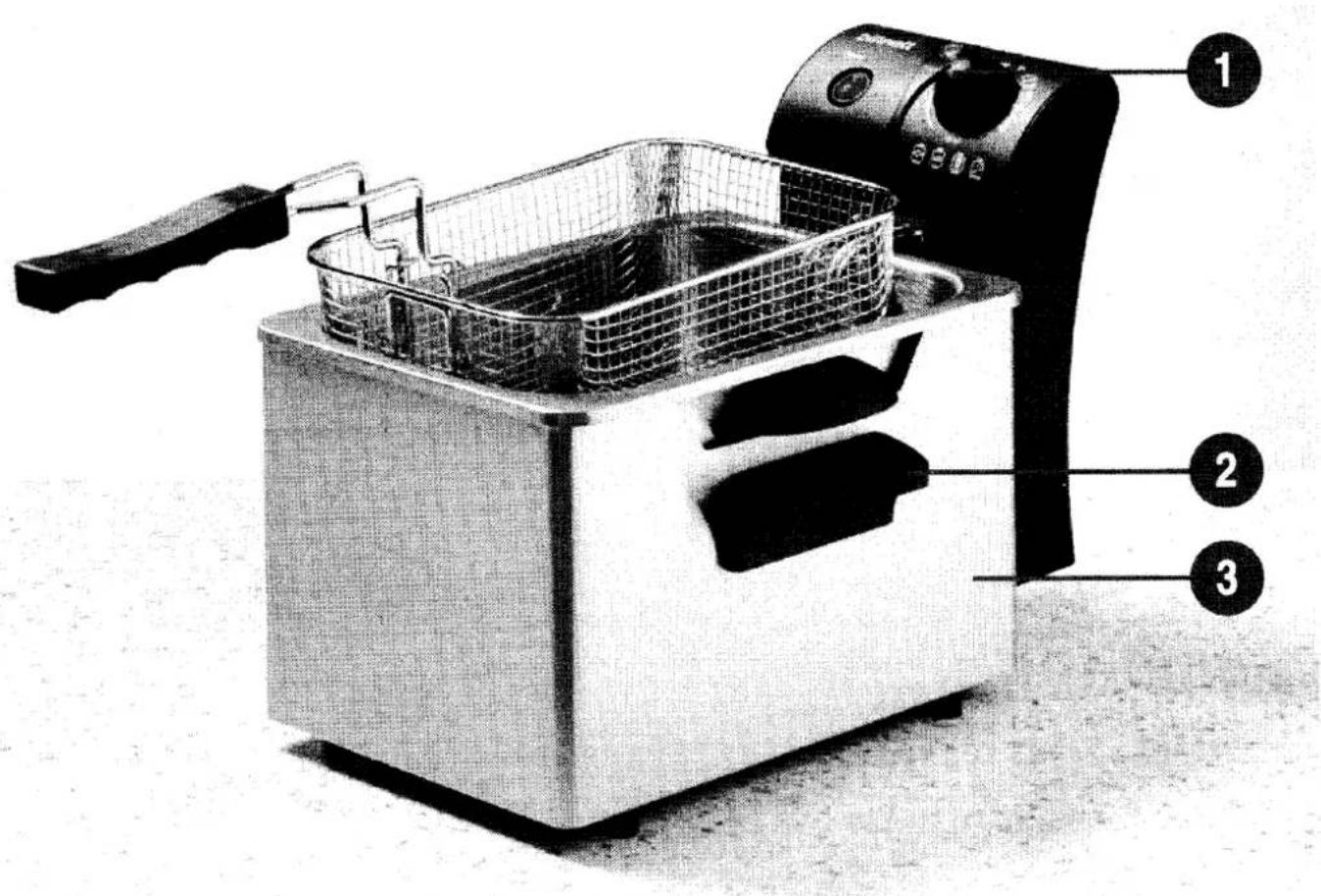 Labeled diagram of a kitchen electrician with three numbered parts for identification
