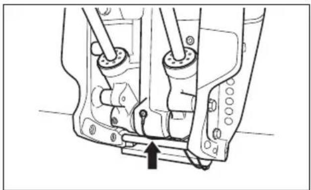 Mechanical assembly diagram showing a bracket with springs and housing (no text or labels).