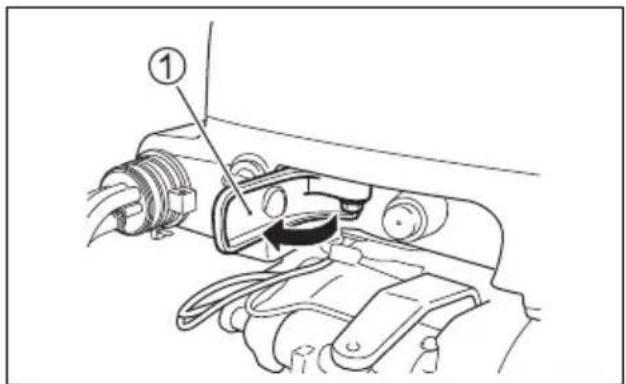 Technical diagram of a mechanical assembly with labeled component 1.