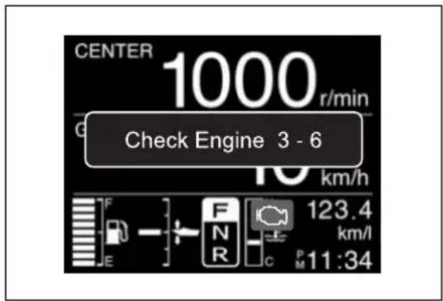 CENTER 1000 r/min Check Engine 3 - 6 10 km/h 123.4 km/l P M 11:34