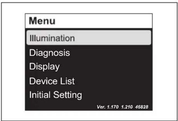 Menu Illumination Diagnosis Display Device List Initial Setting Ver. 1.170 1.210 46828