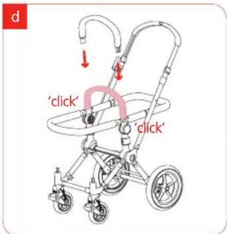 Bugaboo Cameleon - step 8 fitting the carry handle to the frame - 2