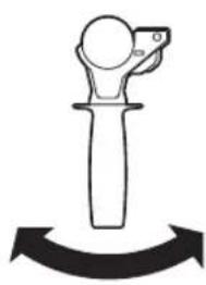 Simple line drawing of a mechanical or electronic component with a curved arrow below (no text or symbols)