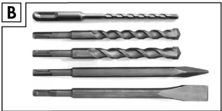 Five different types of industrial cutting tools arranged in a row (no text or labels visible)