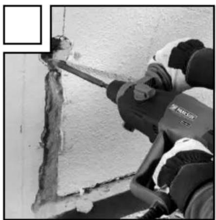 Person using a power tool to lift or lift a wall, no visible text or symbols