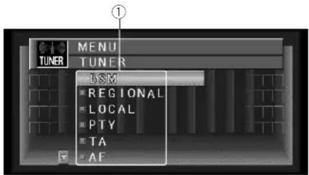 TUNER MENU TUNER BSM ■ REGIONAL ■ LOCAL ■ PTY ■ TA ■ AF