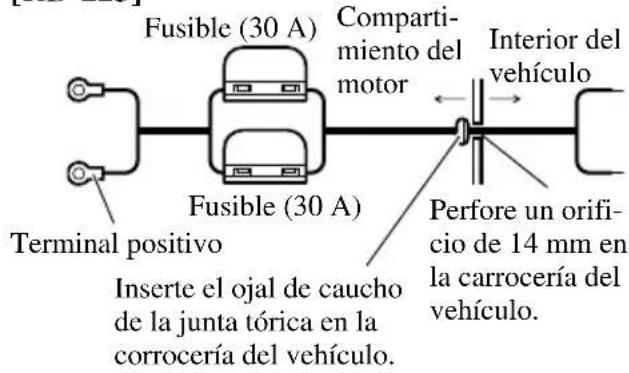 PIONEER PRS-D1100M - Pase el cable de batería desde el compartimiento del motor al interior del vehículo. - 1