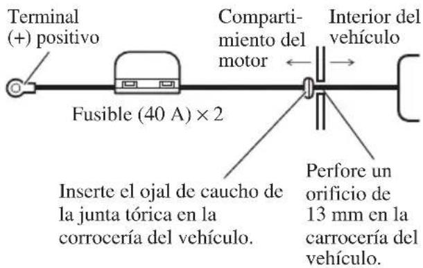 PIONEER PRS-D1200M - Pase el cable de batería desde el compartimiento del motor al interior del vehículo. - 1