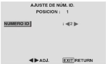 AJUSTE DE NÚM. ID. POSICION : 1 NUMERO ID : ◀2 ► ◄► ADJ. EXIT RETURN
