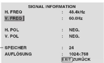 PIONEER PDP-42MVE1 - Überprüfen der Frequenzen, Polaritäten der Eingangssignale und Auflösung - 1