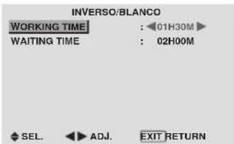 INVERSO/BLANCO WORKING TIME : 01H30M WAITING TIME : 02H00M SEL. ADJ. EXIT RETURN