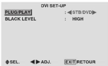 PIONEER PDP-42MVE1 - Réglage du niveau des noirs et du signal pour un signal DVI - 1