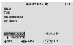 PIONEER PDP-42MVE1 - ERWEIT. OSD Einstellungsmenü Einstellen der Menü-Betriebsart - 1