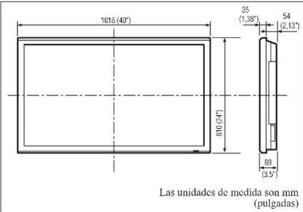 1018 (40°) 610 (24°) 35 (1,38°) 54 (2,13°) 89 (3,5°) Las unidades de medida son mm (pulgadas)