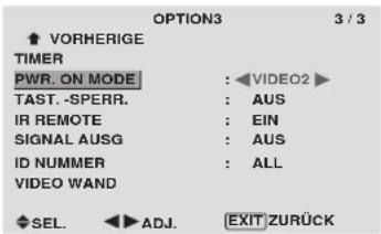 PIONEER PDP-42MVE1 - Einstellen des Einschaltmodus "PWR. ON MODE" - 1