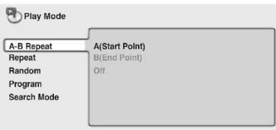 PIONEER XV-HTD7 - Select 'A-B Repeat' from the list of functions on the left. - 1