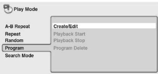 PIONEER XV-HTD7 - Select 'Create/Edit' from the list of program options. - 1