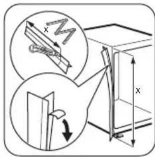 Technical diagram illustrating mechanical assembly with magnified detail and dimension labels