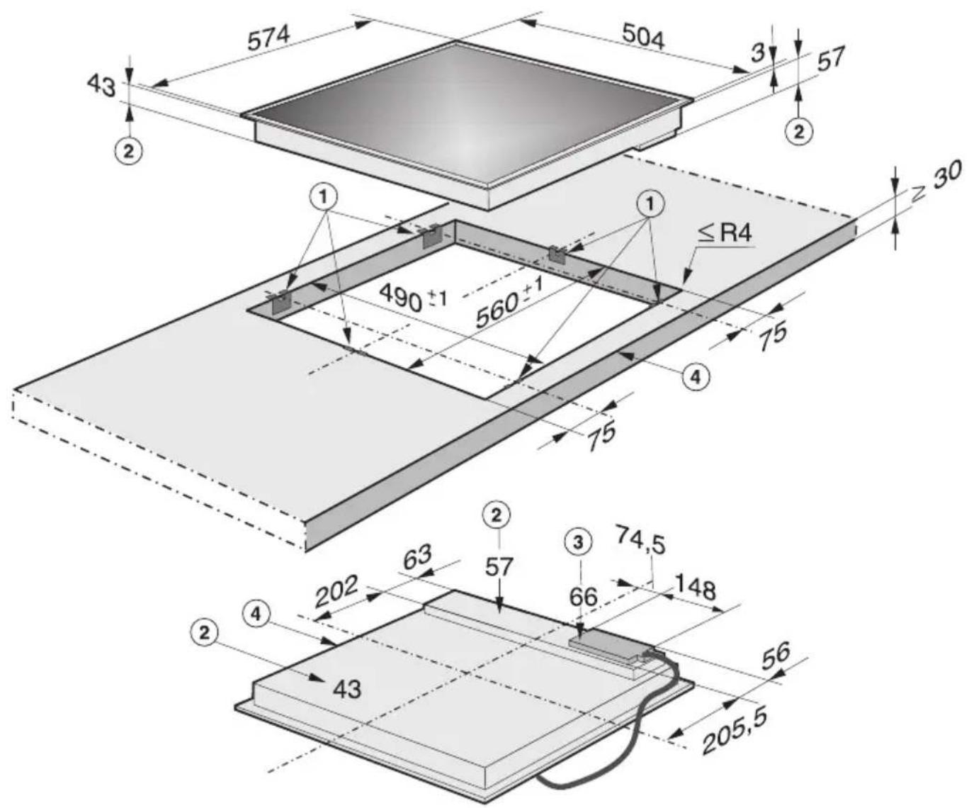 MIELE KM 520 - Building-in dimensions - 1