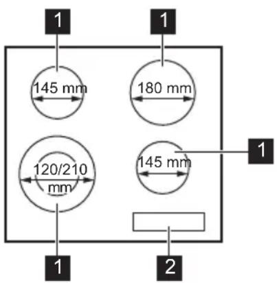 ZANUSSI ZEV6341XBA - DISPOSICIÓN DE LAS ZONAS DE COCCIÓN - 1