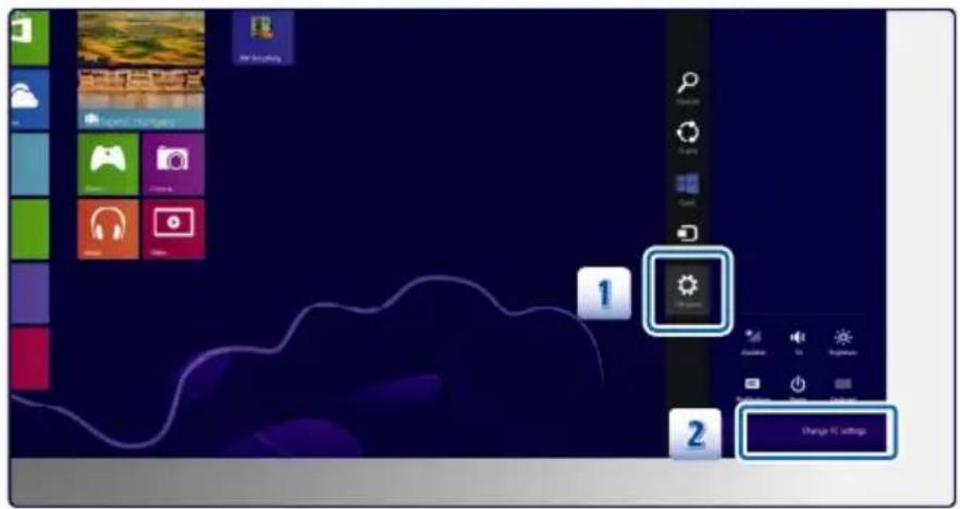 Screenshot of a desktop computer interface showing app icons and UI elements, with numbered annotations highlighting key functions.