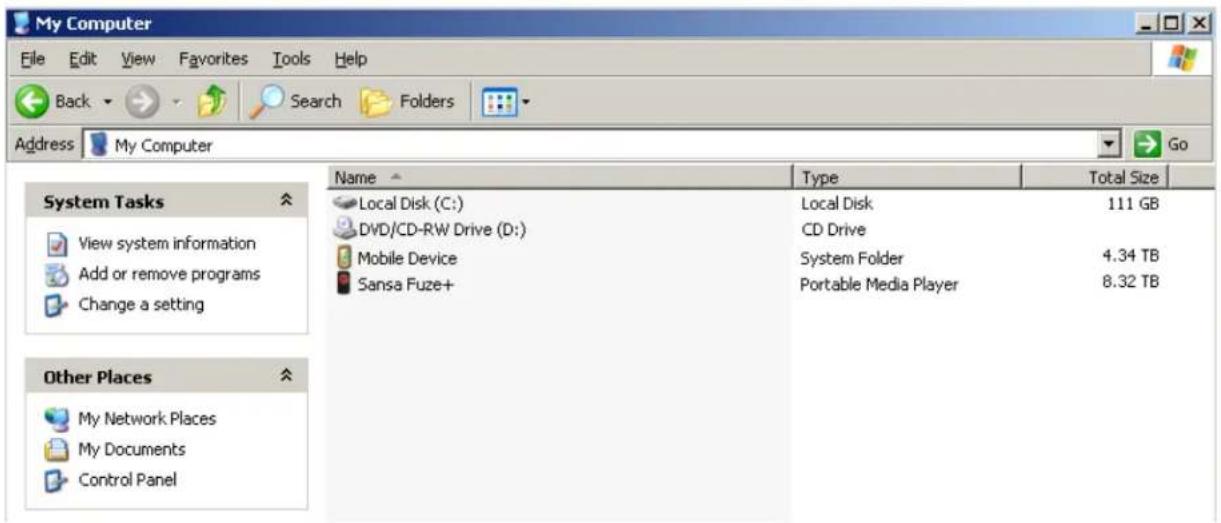 SANDISK Sansa Fuze+ - Auto Detect or MTP ("Media Transfer Protocol") mode - 1