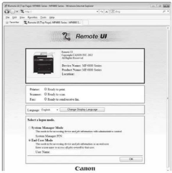 CANON imageClass MF4770n - Log on to the Remote UI. - 1
