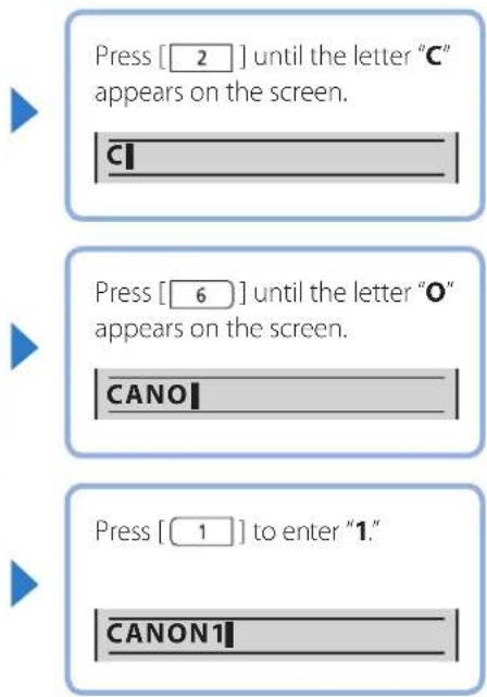 CANON imageClass MF4770n - Example: Enter "CANON1" - 2