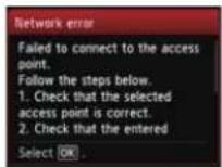 CANON Pixma MG4220 - Failed to connect to the access point. - 1