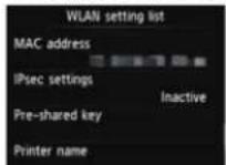 CANON Pixma MG4220 - WLAN setting list - 1